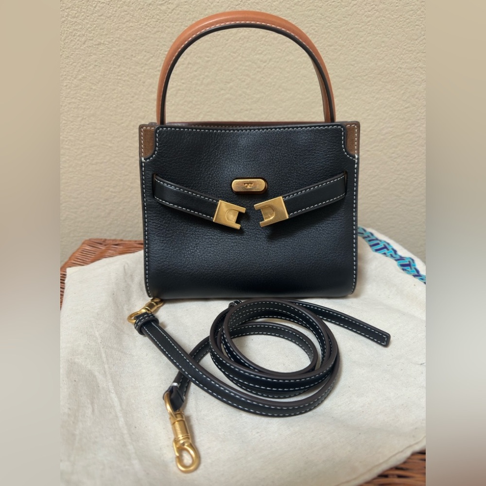 Authentic Tory Burch Petite Lee Radzwill Double Bag in Black